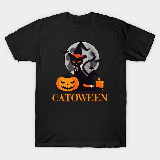 Catoween, cat halloween, happy halloween, cat lovers T-Shirt by Lekrock Shop